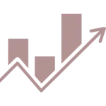 Graph with upward arrow, indicating business growth and analytics.