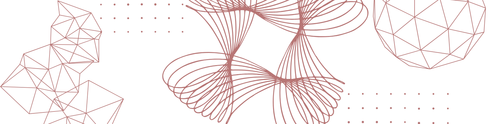 Abstract geometric shapes in rose gold on a black background, representing code structure, and innovative web design.